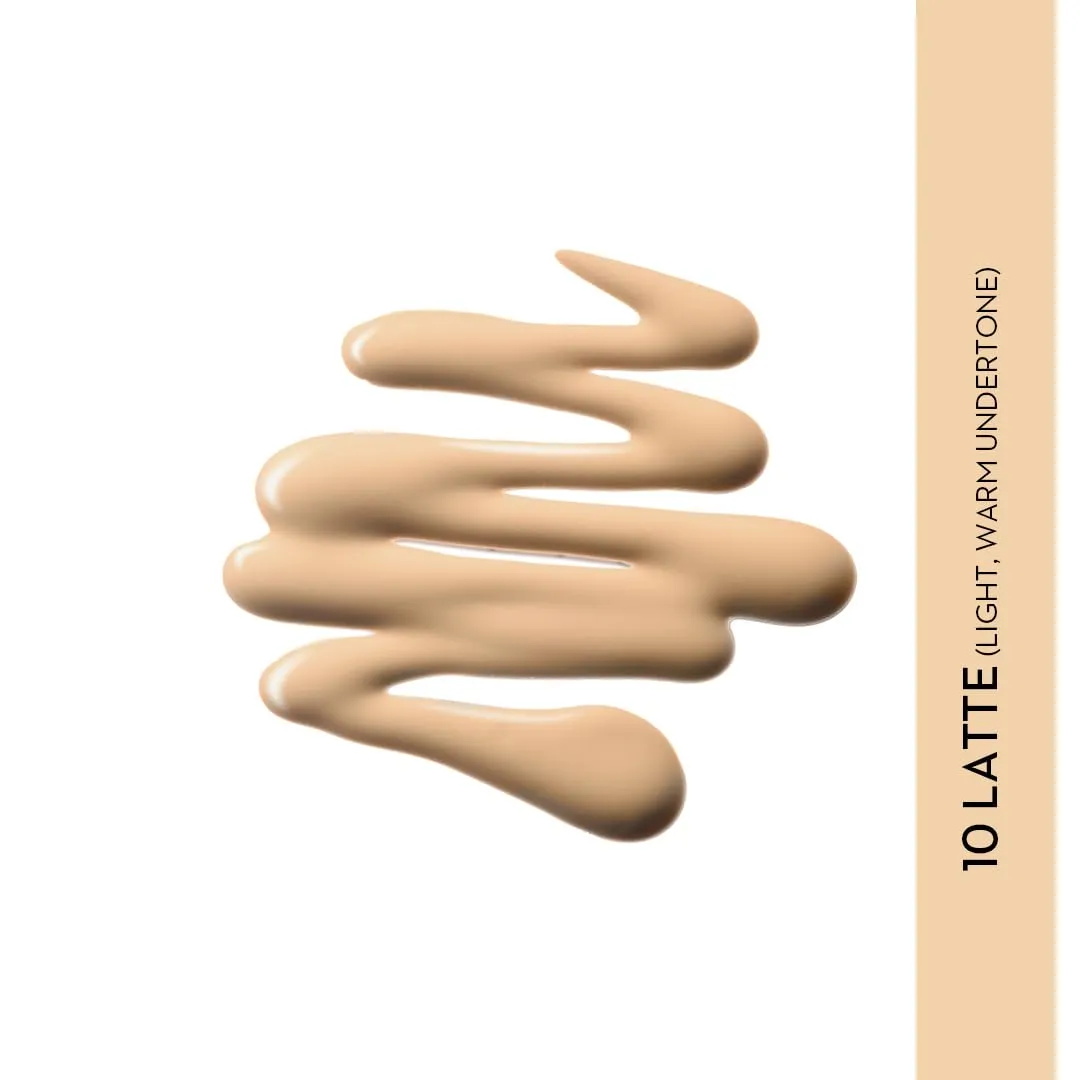 Sugar Cosmetics Drop The Base Serum Foundation10 Latte (Light, Warm Undertone) Full Coverage Waterproof Matte Finsh
