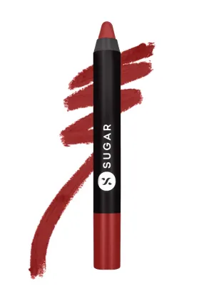 SUGAR Cosmetics Matte As Hell Crayon Lipstick With Free Sharpner, Long Lasting Matte Lip Crayon - 08 Jackie Brown (Reddish Brown), 2.8 g
