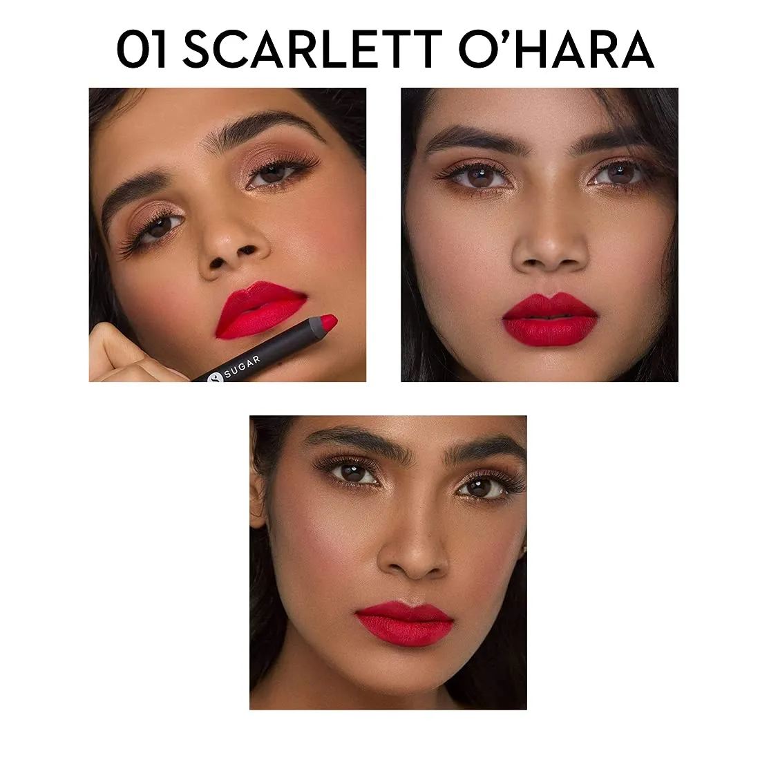 SUGAR Matte as Hell Crayon Lipsticks for Women | Lasts Upto 12hrs | Lip Crayon with Sharpener | 2.8gm - 01 Scarlett O'Hara