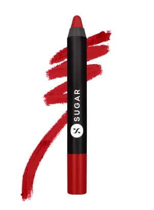 SUGAR Matte as Hell Crayon Lipsticks for Women | Lasts Upto 12hrs | Lip Crayon with Sharpener | 2.8gm - 01 Scarlett O'Hara