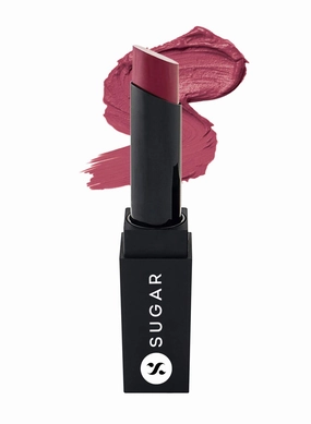 SUGAR Cosmetics It's A-Pout Time! Vivid Lipstick, Long Lasting Creamy Matte Lipstick For Fair to Medium Complexions, 07 The Twilight Rose (Rose Pink), 3.5 g