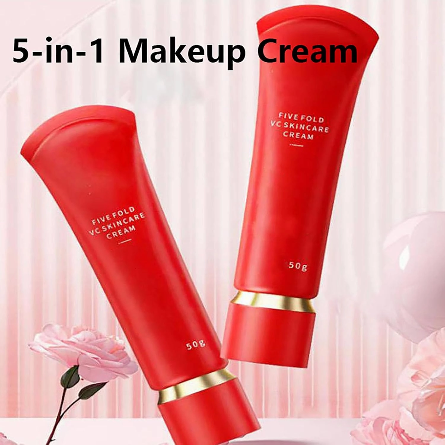 Swarous Moisturizing 𝐁𝐫𝐢𝐠𝐡𝐭𝐞𝐧ing Tone-Up Concealer Cream,Five Fold VC Skincare Cream Anti-Wrinkle,5-in-1 Multi-cream Face Makeup Foundation Oil Control &Long-Lasting & Waterproof (3)