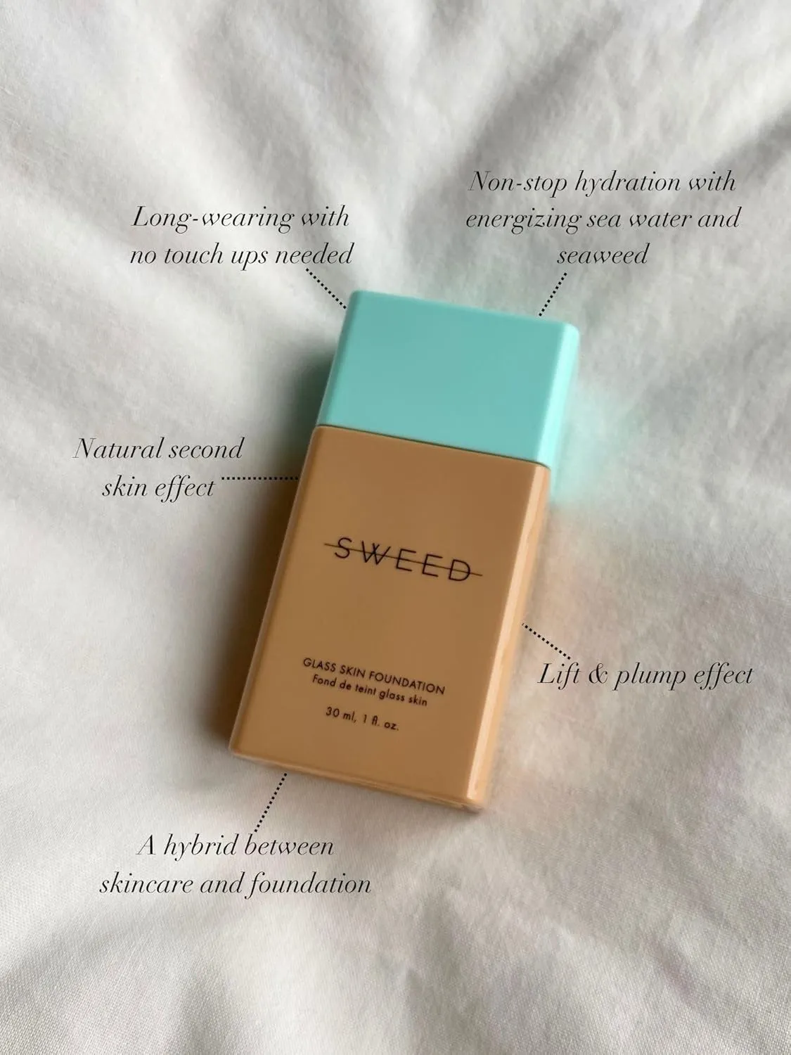SWEED - Glass Skin Foundation | Long-Lasting Fluid Formula | Hydrate, Moisturize, Lift, Plump, Protect | Vegan, Cruelty-Free, Clean Beauty (07 MEDIUM LIGHT N/W)