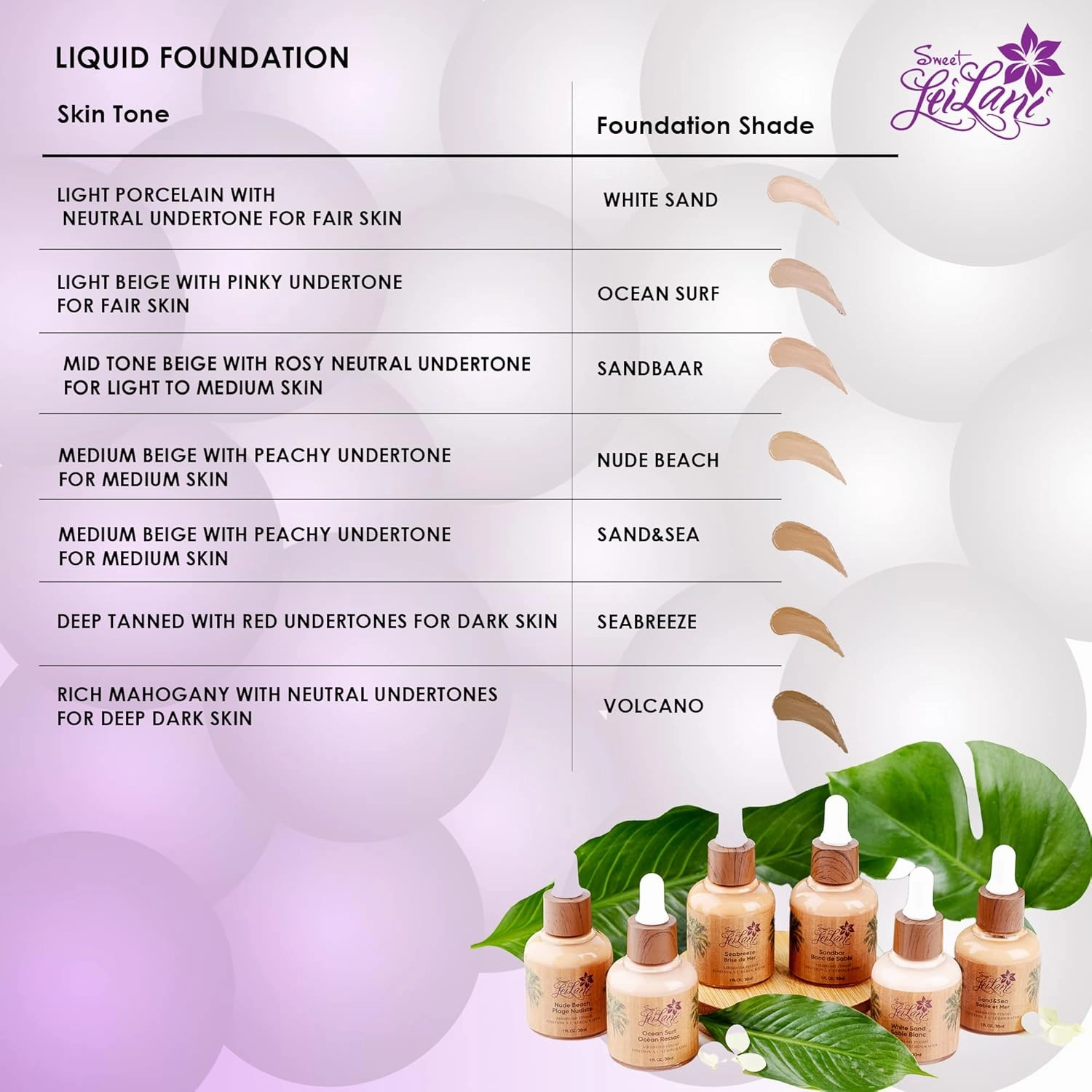 Sweet LeiLani Liquid Foundation, Waterproof Full Coverage Foundation Vegan, Cruelty-Free, 3 in 1 Makeup Foundation Liquid. No Parabens, Gluten, Fragrance (Volcano)- 1 oz