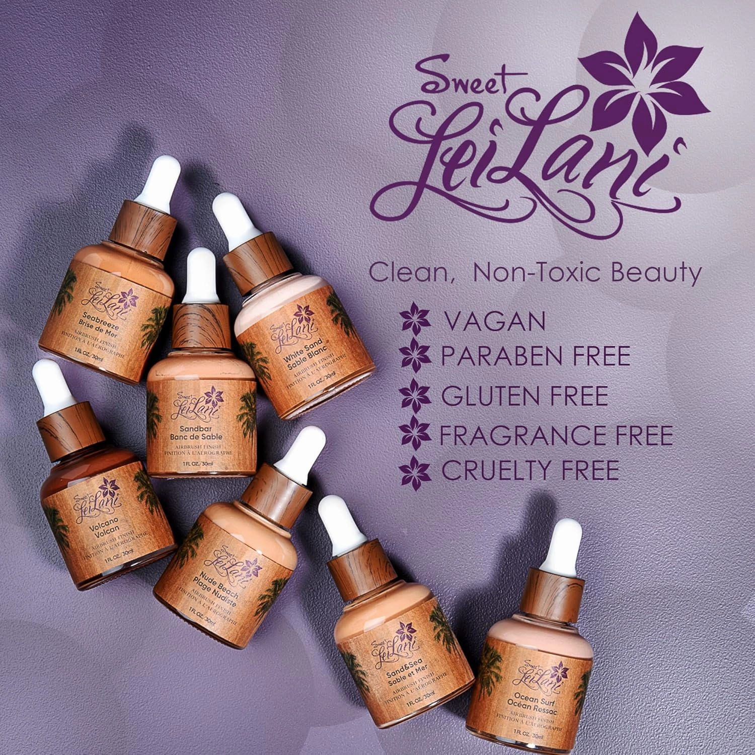 Sweet LeiLani Liquid Foundation, Waterproof Full Coverage Foundation Vegan, Cruelty-Free, 3 in 1 Makeup Foundation Liquid. No Parabens, Gluten, Fragrance (Volcano)- 1 oz
