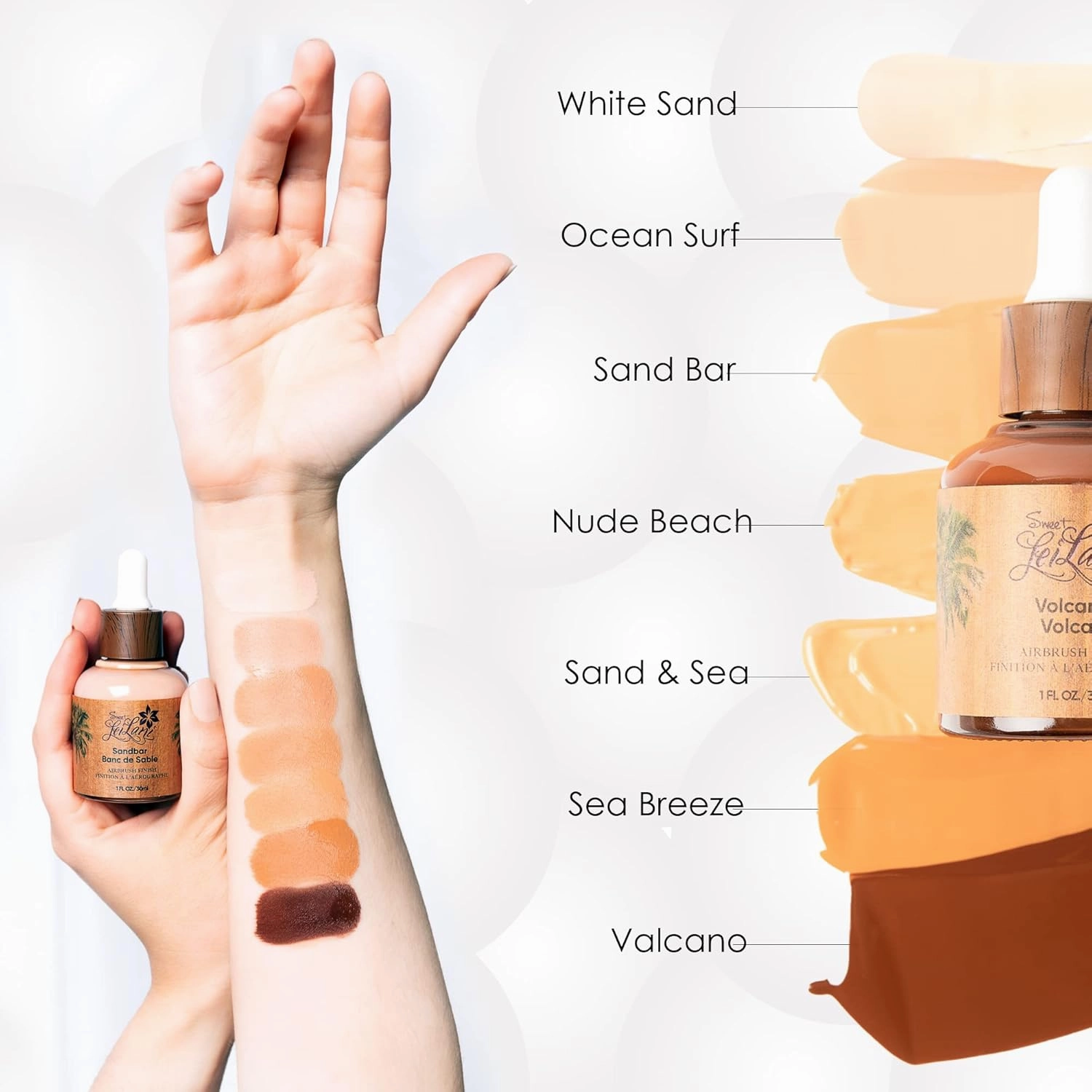 Sweet LeiLani Liquid Foundation, Waterproof Full Coverage Foundation Vegan, Cruelty-Free, 3 in 1 Makeup Foundation Liquid. No Parabens, Gluten, Fragrance (Volcano)- 1 oz