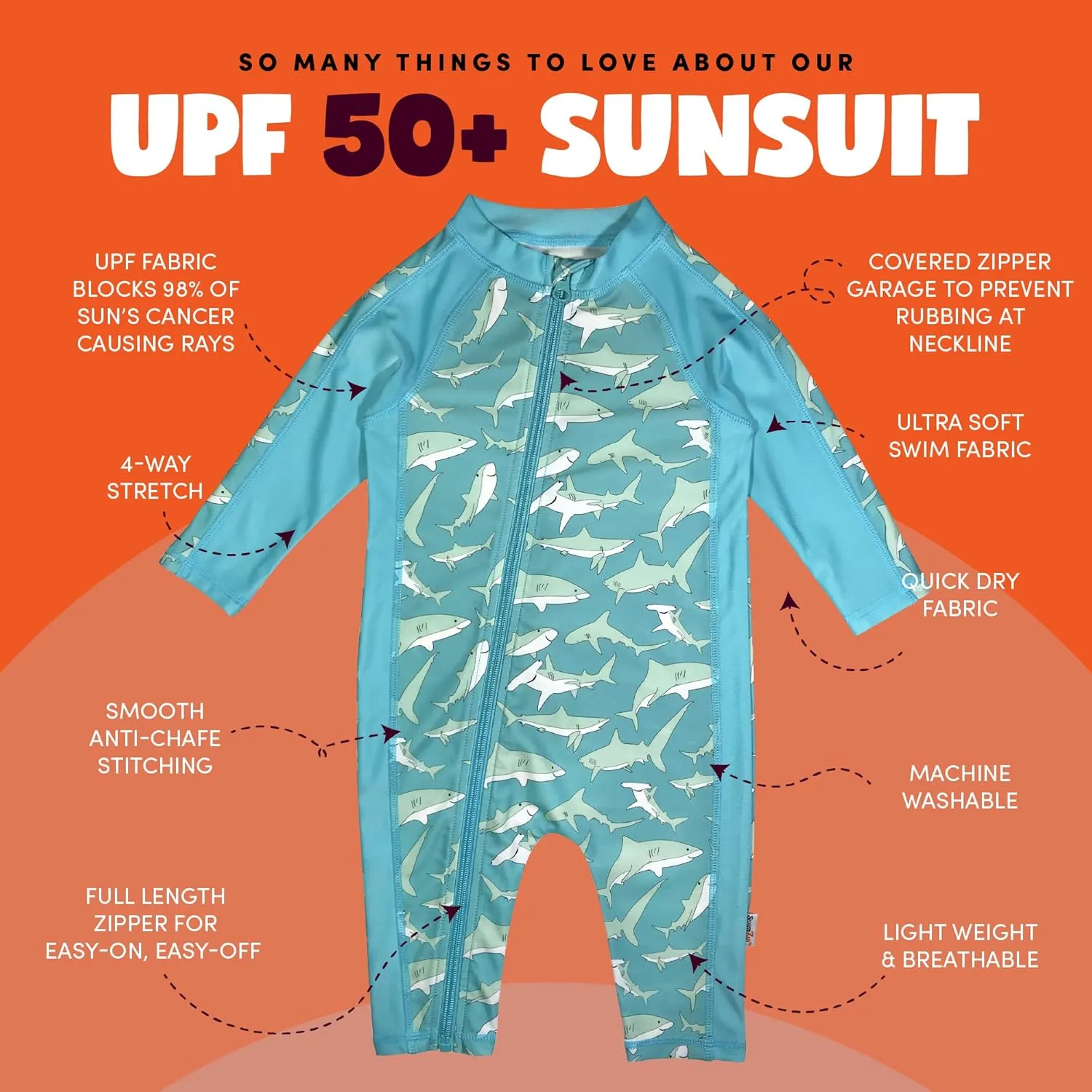 SwimZip Boys' Long-Sleeve UPF 50  Swimsuit for Baby, Toddler, & Little Boys