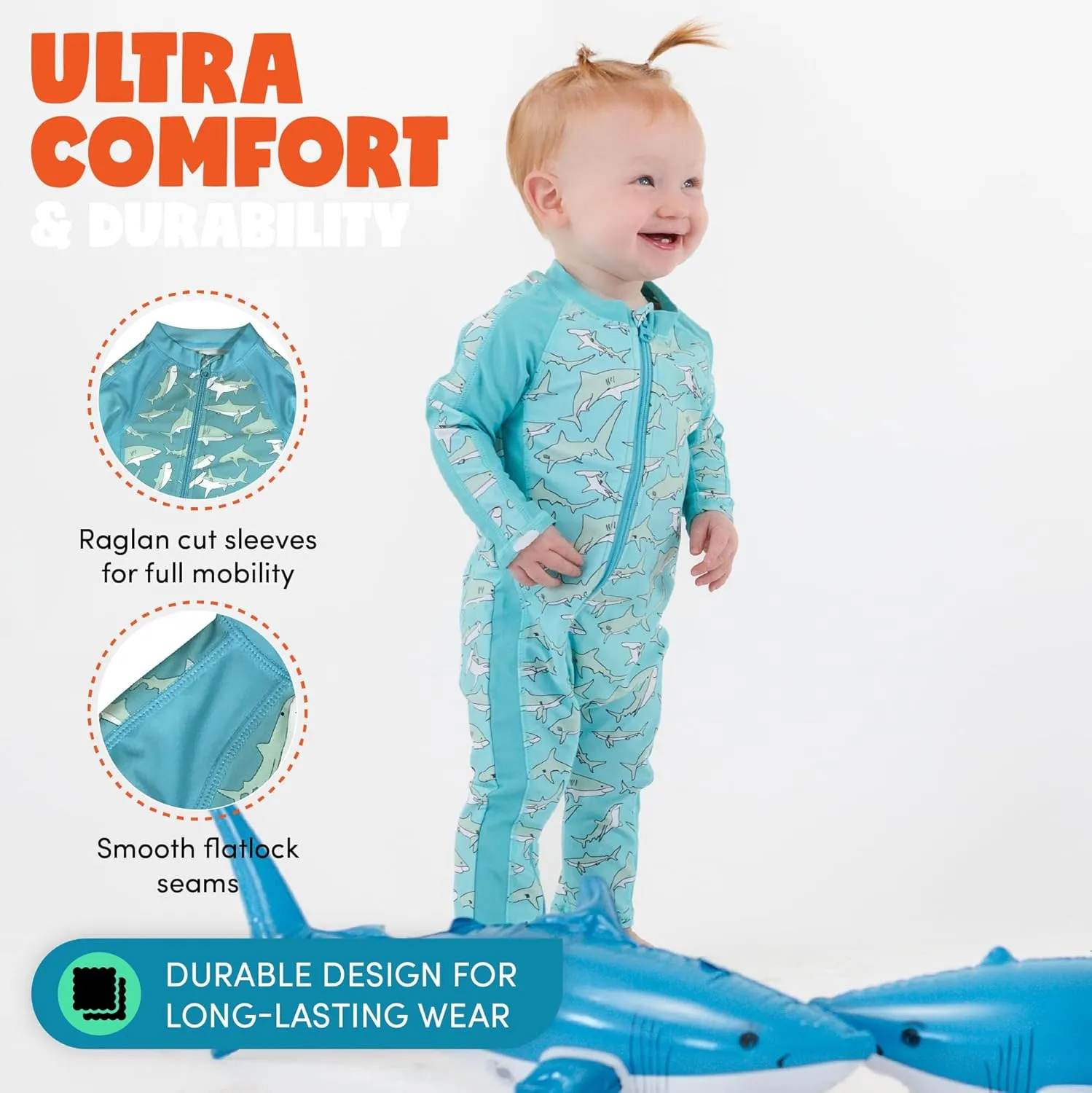 SwimZip Boys' Long-Sleeve UPF 50  Swimsuit for Baby, Toddler, & Little Boys