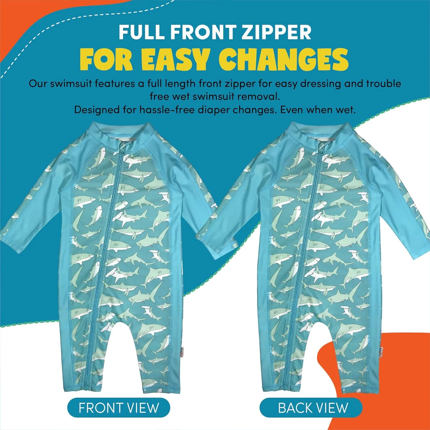 SwimZip Boys' Long-Sleeve UPF 50  Swimsuit for Baby, Toddler, & Little Boys