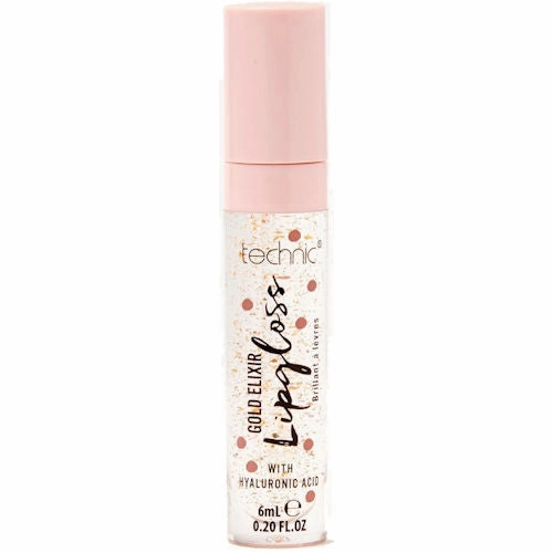 Technic Cosmetics Clear Gold Elixir Lip Gloss - Hydrating Glossy Finish with Gold Flecks