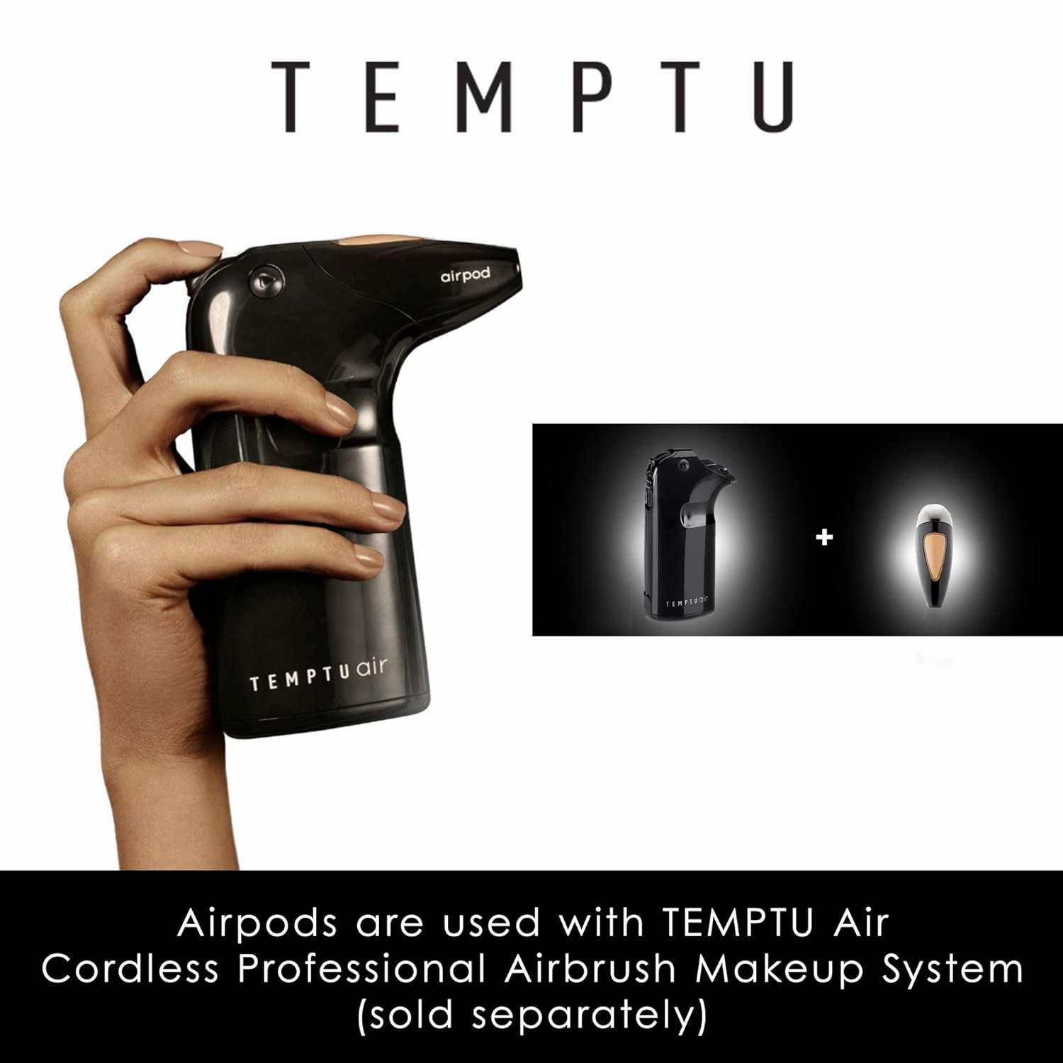 TEMPTU SilkSphere Airbrush Foundation Airpod: Long-Lasting Makeup, Medium to Full Coverage | 4-In-1 Formula Foundation, Primer, Concealer & Corrector | Dewy, Soft-Focus Finish | 18 Shades