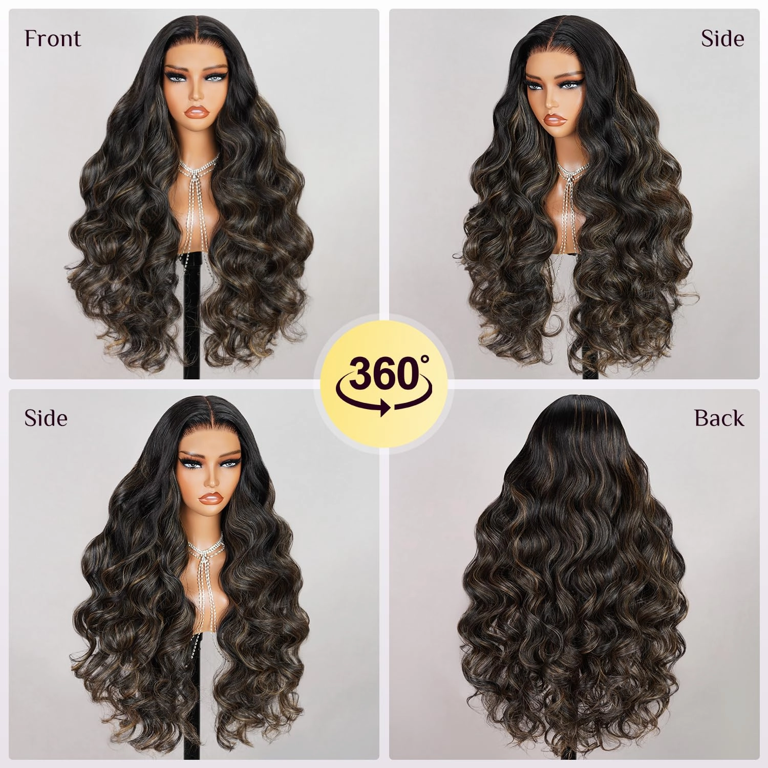 TESLAL Balayage Wear and Go Glueless Wig Pre Cut HD Lace 6X6 Lace Wig 20 Inch 260% Density 1B/27 Highlight Body Wave Human Hair Blend Premium Fiber Wigs By Crafted Technology