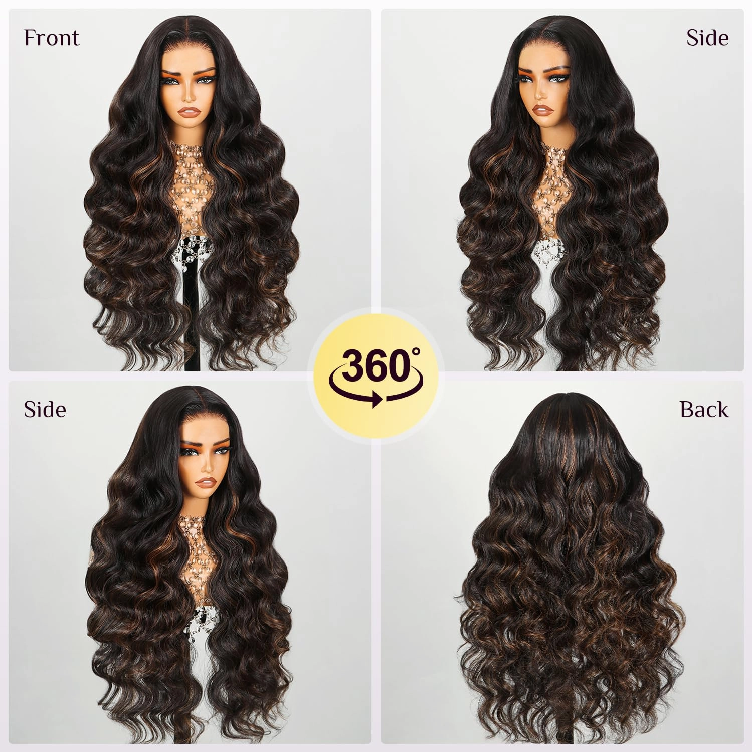 TESLAL P1B/30 Highlight Wear and Go Glueless Pre Cut Lace Body Wave 6X6 HD Lace Wig Premium Fiber Hair and Human Hair Blend Wig By Crafted Technology 260% Density 28 Inch