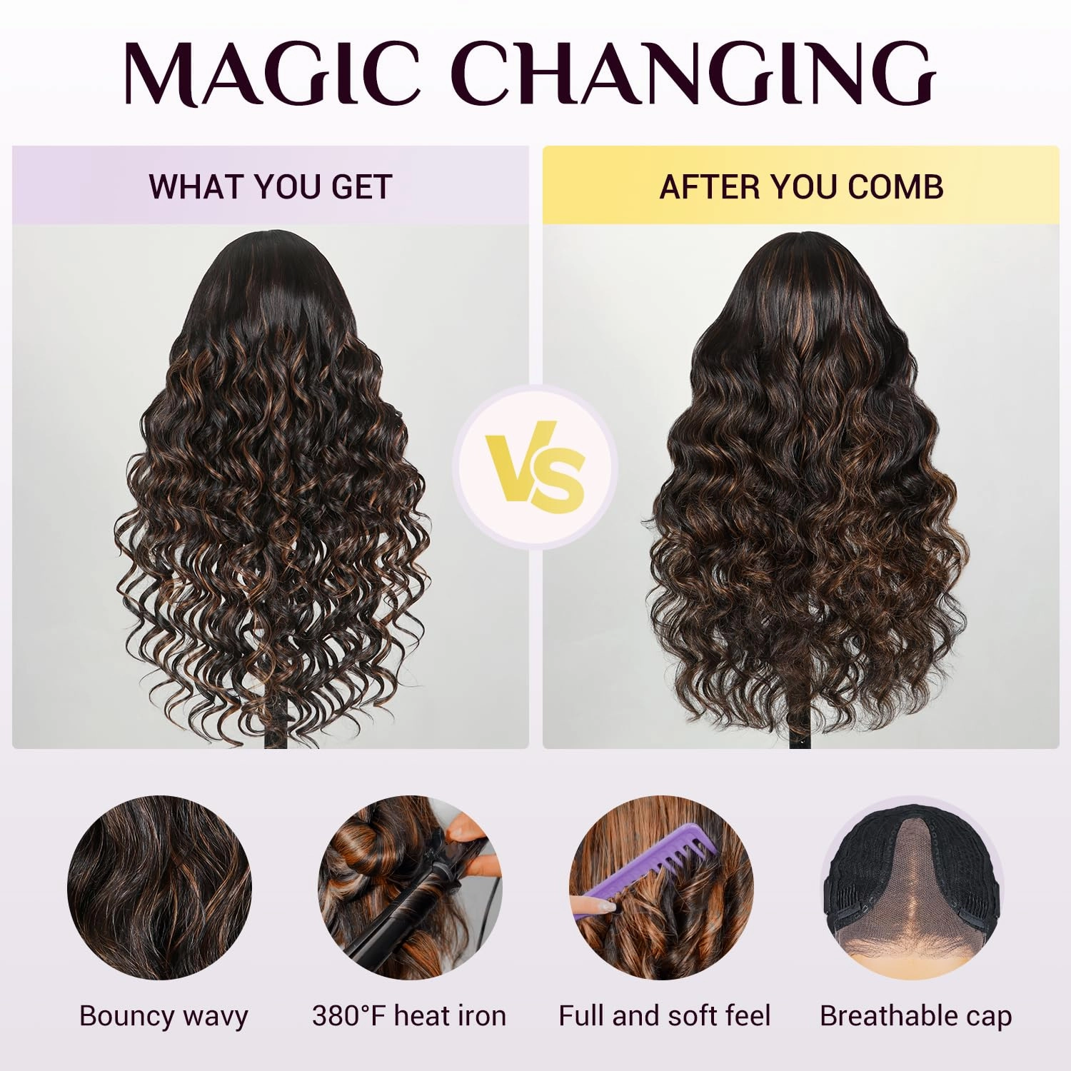 TESLAL P1B/30 Highlight Wear and Go Glueless Pre Cut Lace Body Wave 6X6 HD Lace Wig Premium Fiber Hair and Human Hair Blend Wig By Crafted Technology 260% Density 28 Inch