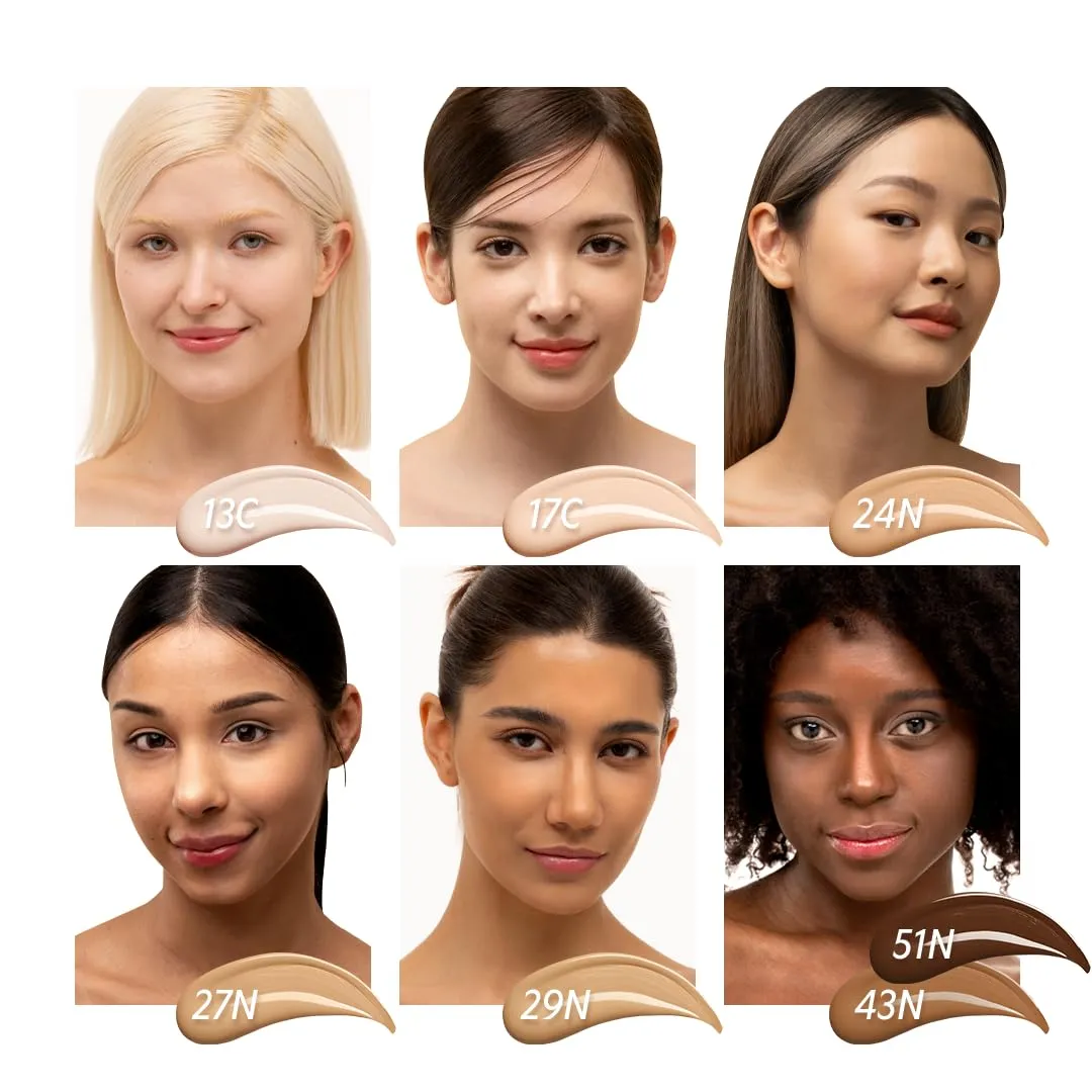 TIRTIR Mask Fit Red Cushion Foundation | Full coverage, Weightless, Skin fit, Satin Glow Finish, Korean Makeup, beauty, Tattoo cover up, Buildable (#21C Cool Ivory, 0.63 Fl Oz)