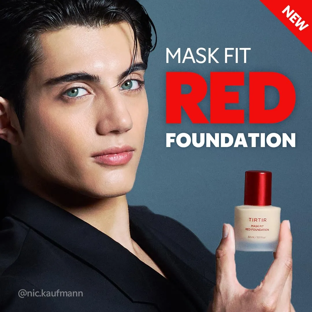 TIRTIR Mask Fit Red FoundationㅣLong Lasting Flawless Coverage, Energy Essence, Lightweight, Hydrating, Pore-Blurring, Breathable Satin Finish, Makeup, Radiant Skin, #33C Hazel, 1.01 Fl Oz