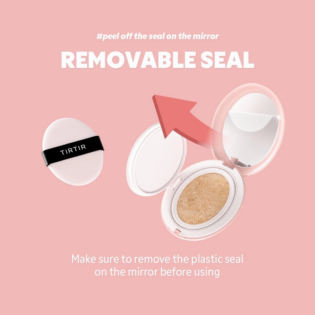 TIRTIR Mask Fit All Cover Pink Cushion Foundation | High coverage, Velvety Matte Finish, Lightweight, Flawless, Corrects Redness, Korean Cushion (#15C Fair Porcelain, Full Size, 0.63 Fl Oz)