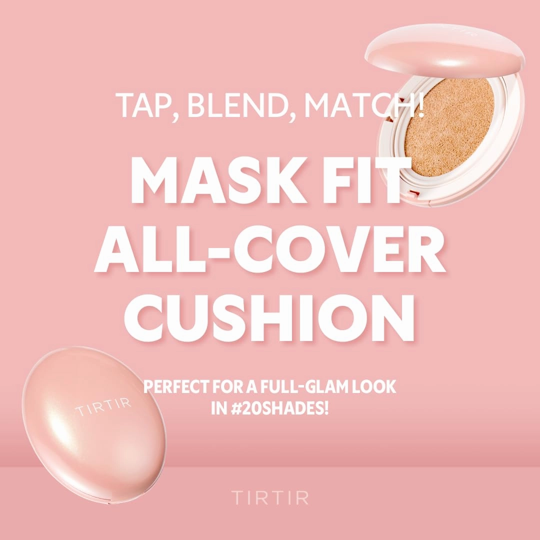 TIRTIR Mask Fit All Cover Pink Cushion Foundation | High coverage, Velvety Matte Finish, Lightweight, Flawless, Corrects Redness, Korean Cushion (#15C Fair Porcelain, Full Size, 0.63 Fl Oz)