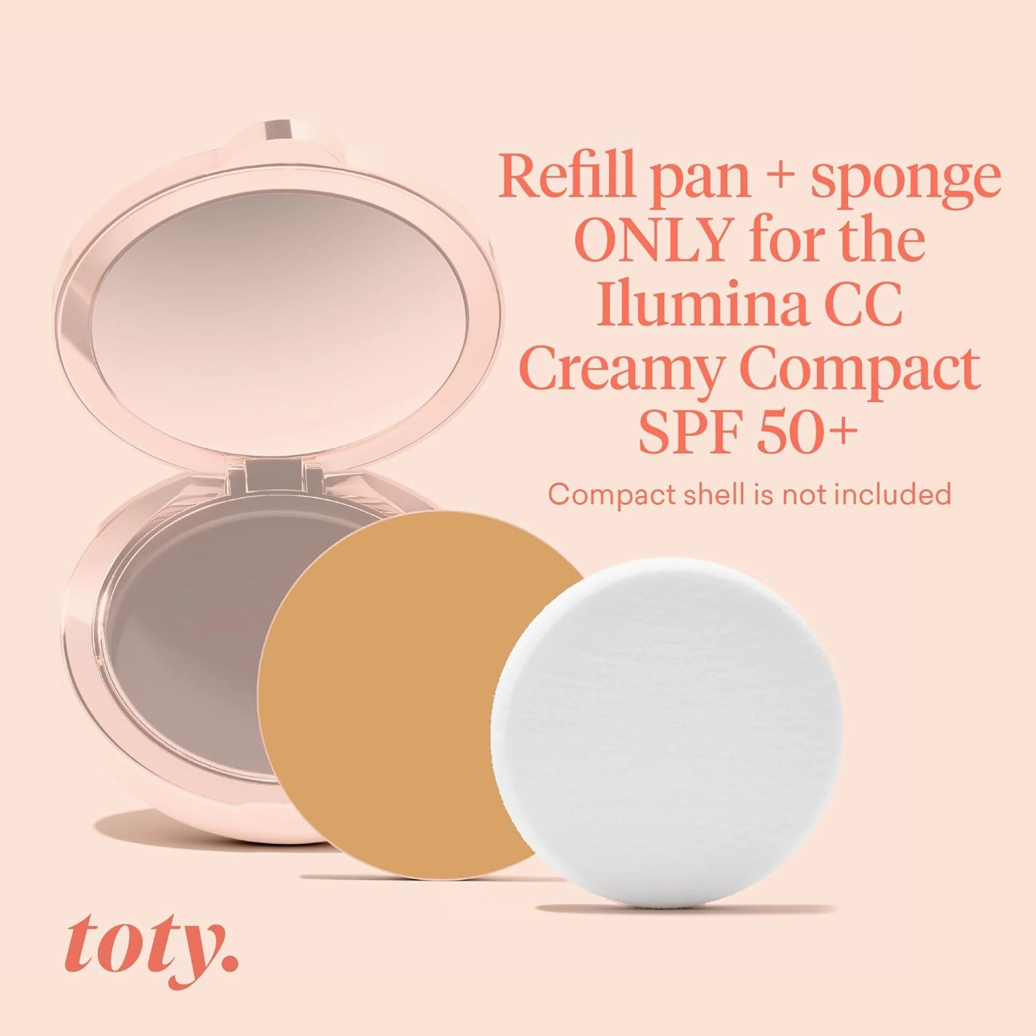 Toty by Sofia Vergara - Ilumina CC Creamy Compact SPF 50  Refill - Mineral Sunscreen for Face - Cream Foundation Balm - Blurring, Matte Light Coverage - Water Resistant - All Skin Types - 5W1
