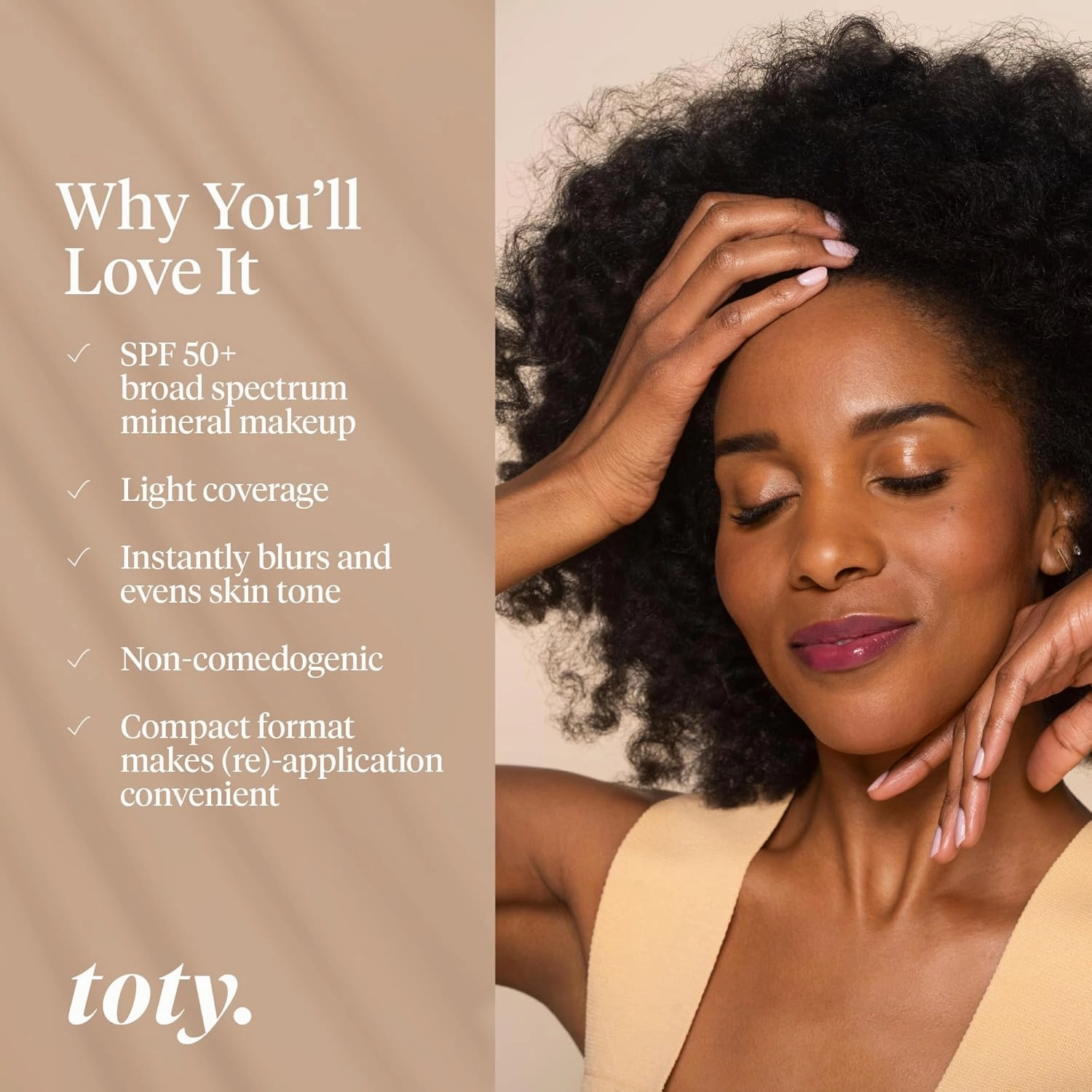 Toty by Sofia Vergara - Ilumina CC Creamy Compact SPF 50  Refill - Mineral Sunscreen for Face - Cream Foundation Balm - Blurring, Matte Light Coverage - Water Resistant - All Skin Types - 5W1