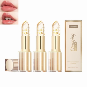 Transferproof Color Changing Lipstick, Color Changing Lipstick Gold Foil for Women Long Lasting 24 Hours, Moisturizing Glossy Shine Lip Gloss, Deep Nourishment(3pcs)
