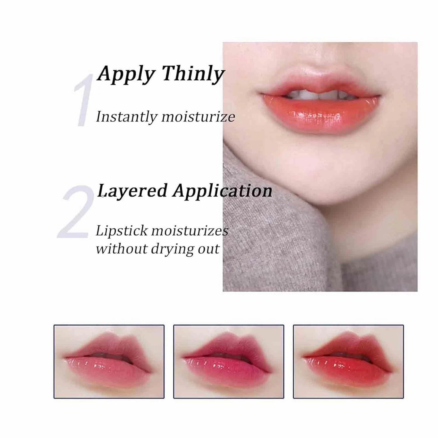 Transferproof Color Changing Lipstick, Color Changing Lipstick Gold Foil For Women, Ph Moisturizing Glossy Shine Lip Gloss Long Lasting (2pcs)