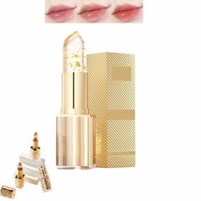 Transferproof Color Changing Lipstick, Gold Crystal Color Changing Lipstick, Gold Foil for Women Long 24 Hours, Moisturizing Glossy Shine Lip Gloss (1pcs, A)