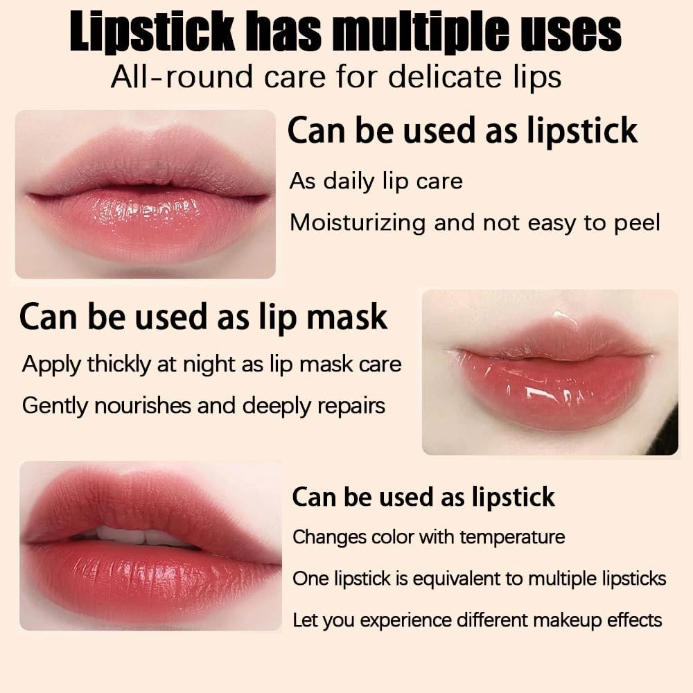 Transferproof Color Changing Lipstick,Gold Foil Flower Color Changing Lipstick,Ph Moisturizing Glossy Shine Lip Gloss Long Lasting.Deep Nourishment (1PCS, General)