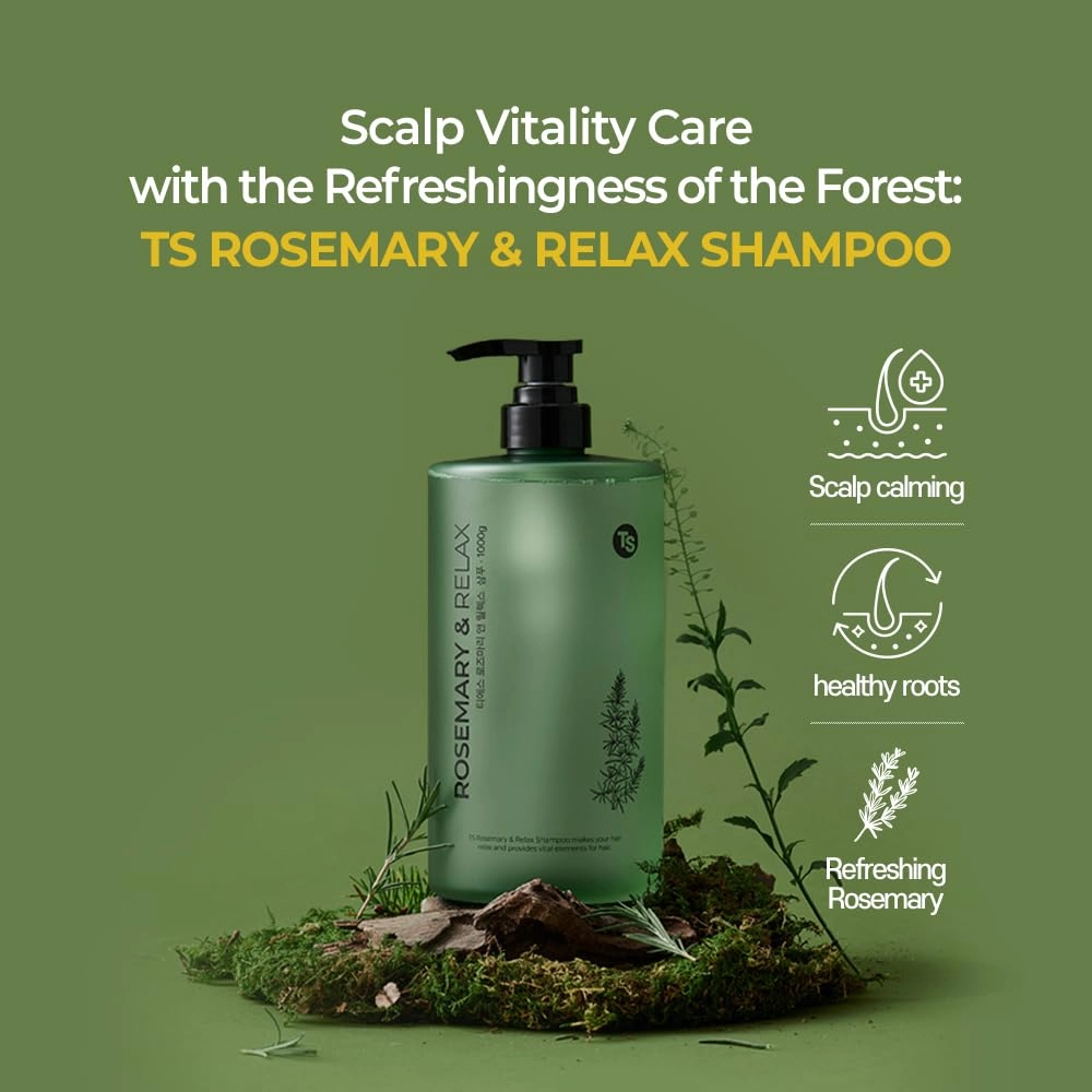 TS Rosemary & Relax Shampoo (1000mg) Hydrating & Calming | Natural Ingredients | Sulfate-Free | Korean Shampoo
