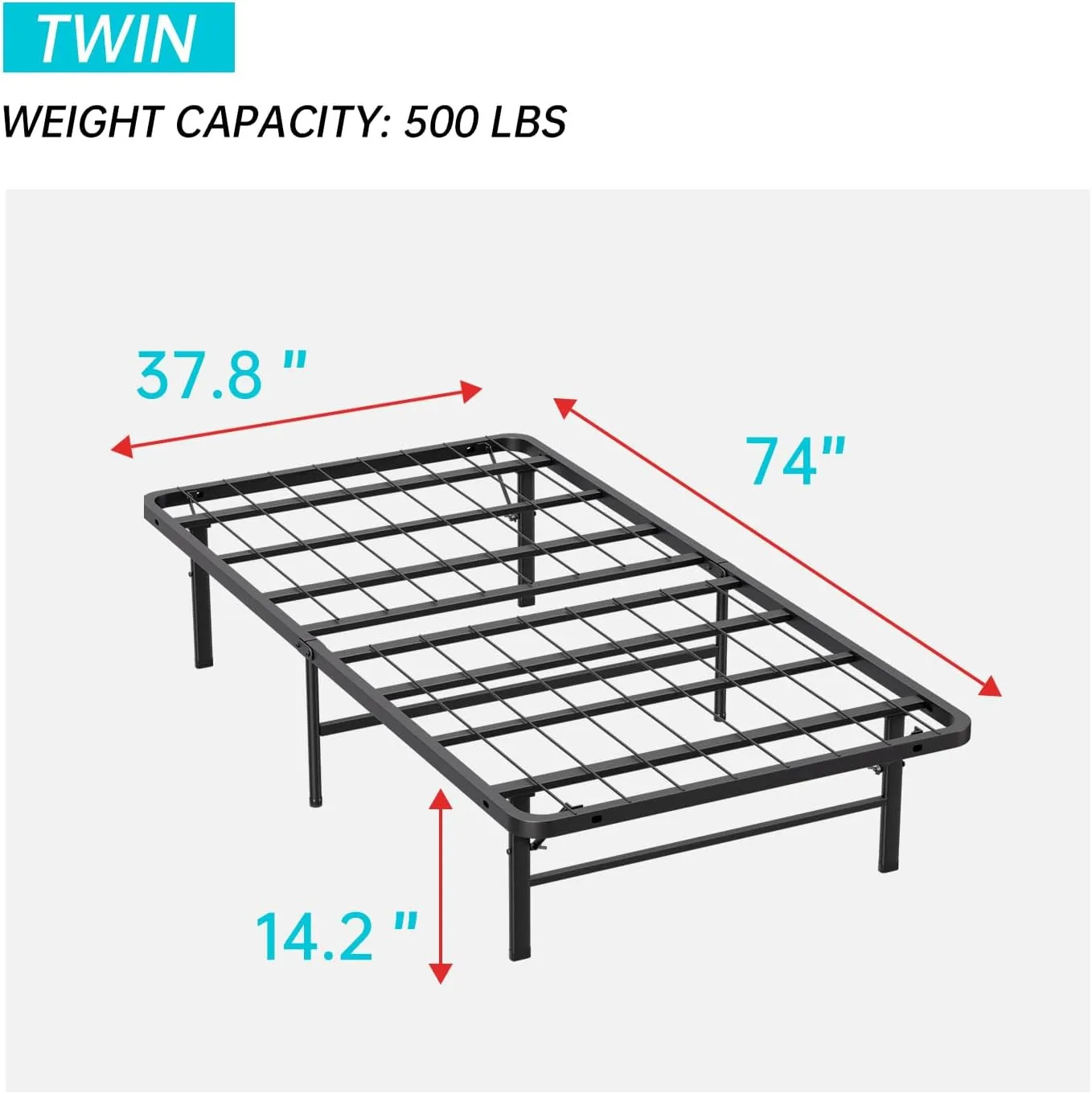 Twin Bed Frame Metal Platform Bed Frame Twin Size 14 Inch Mattress Foundation Box Spring Replacement Heavy Duty Steel Slat Easy Assembly Noise-Free,Black