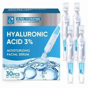 UltraHydrating Serum,3% Hyaluronic Acid Smoother Skin,Pre-makeup SkinCare,Anti-Aging serum for face, Single-Use Vials Skincare