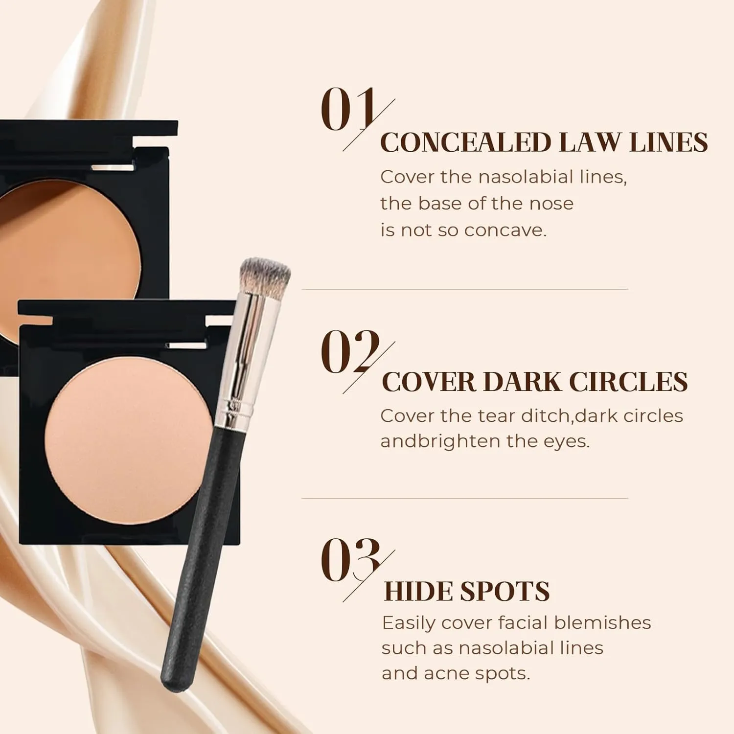 Under Eye Brightener, 2025 New Eye Brightener Conceal & Brighten Dark Circles Moisturizing and Waterproof, Moisturizing Foundation Eye Concealer for Dark Circles (Lvory, M)