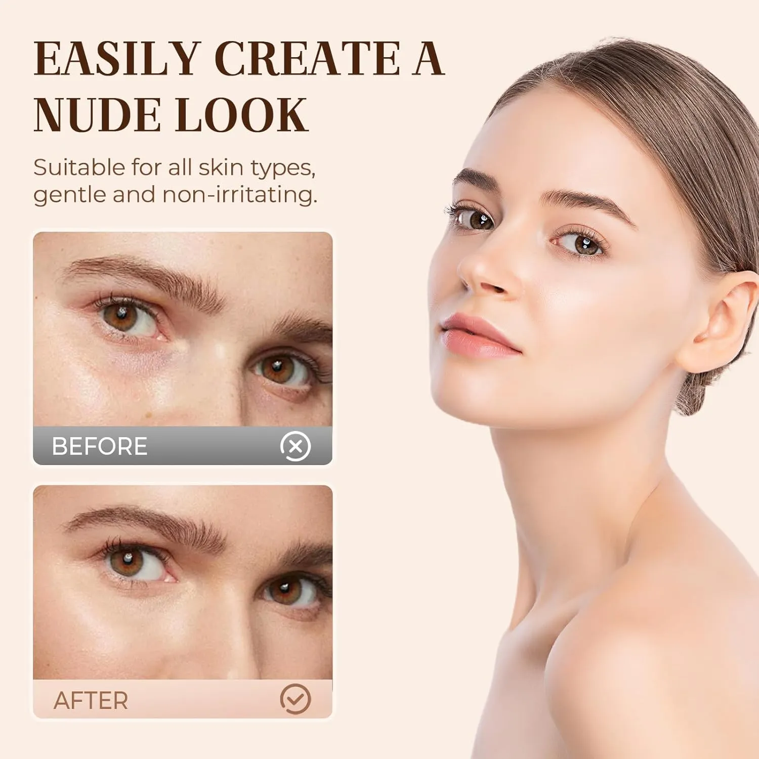Under Eye Brightener, 2025 New Eye Brightener Conceal & Brighten Dark Circles Moisturizing and Waterproof, Moisturizing Foundation Eye Concealer for Dark Circles (Lvory, M)