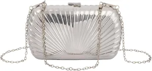 Van Caro Womens Metal Clutch Geometric Evening Handbag Diamond Chain Purse