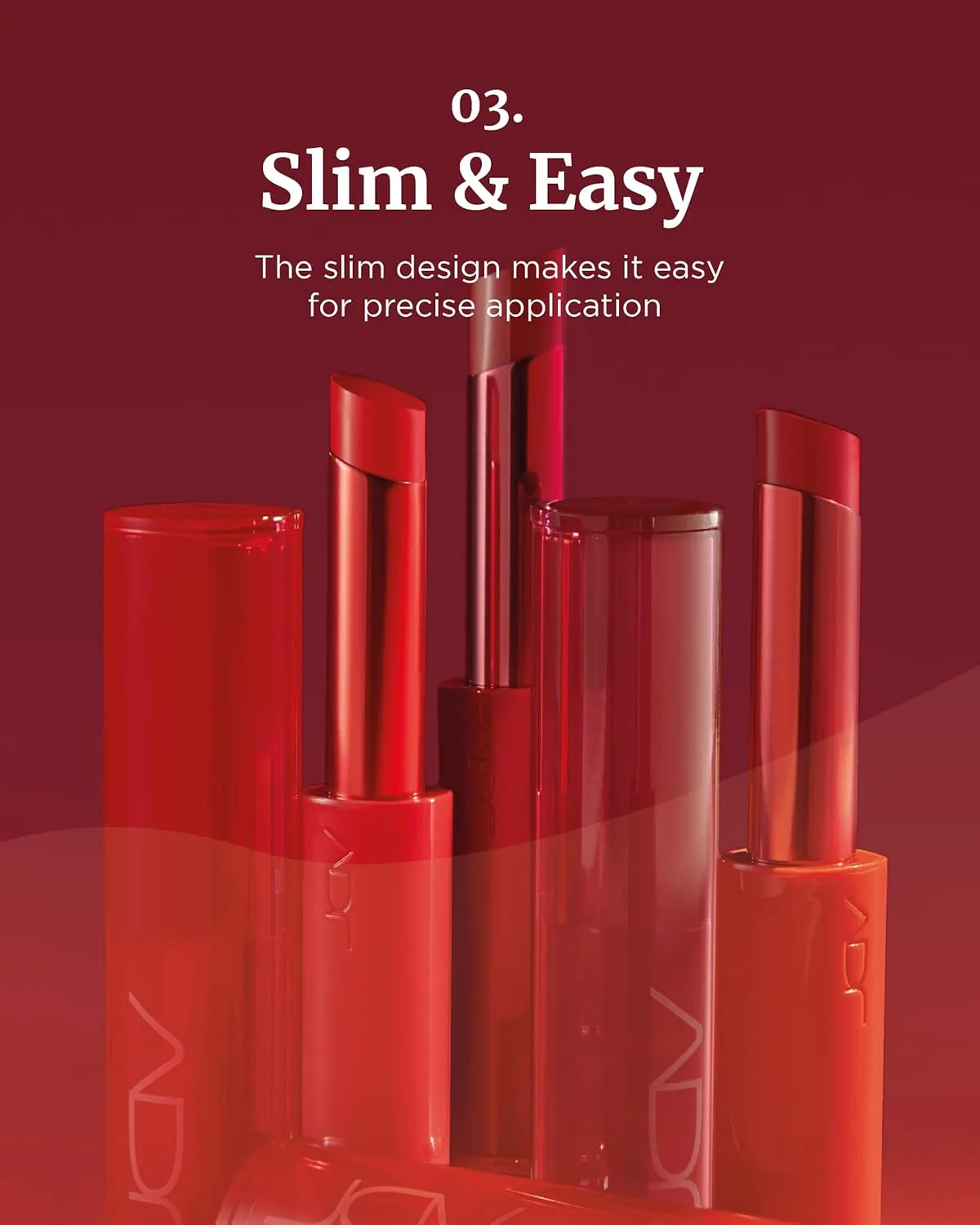 VDL Lip Stain Melted Shine Lipstick 02, Candy Cane - Long-Lasting Glossy Color for Luscious Lips. High Shine Finish, Non-Sticky (0.09 oz) | Korean Makeup