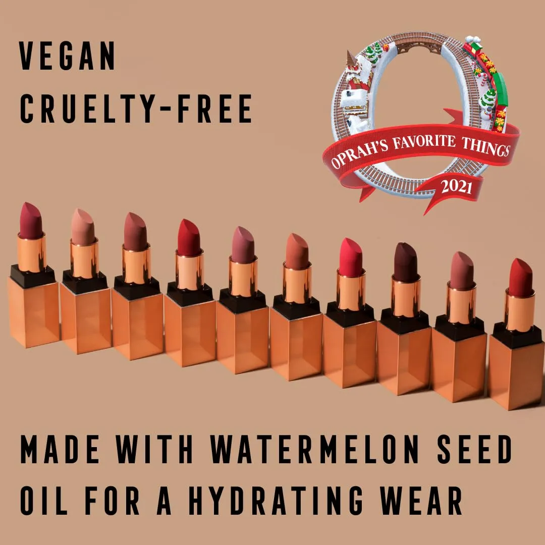 Vegan Lipstick Matte, Long Lasting, Hydrating Lip Stick with Vitamin E and Watermelon Seed Oil, Paraben and Cruelty Free (Confident - Plum Color)