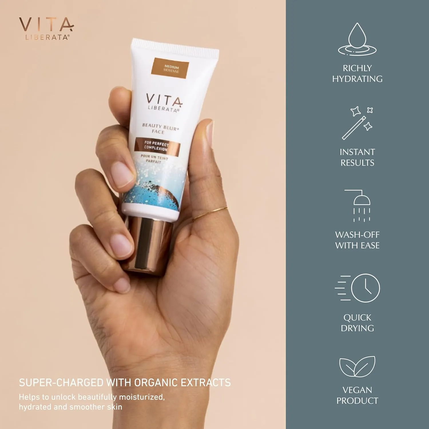 Vita Liberata Beauty Blur Face, CC Cream, Flawless Complexion, Radiant Glow, Evens Skin Tone, Full Coverage Foundation, Hydrating & Customizable, New Packaging