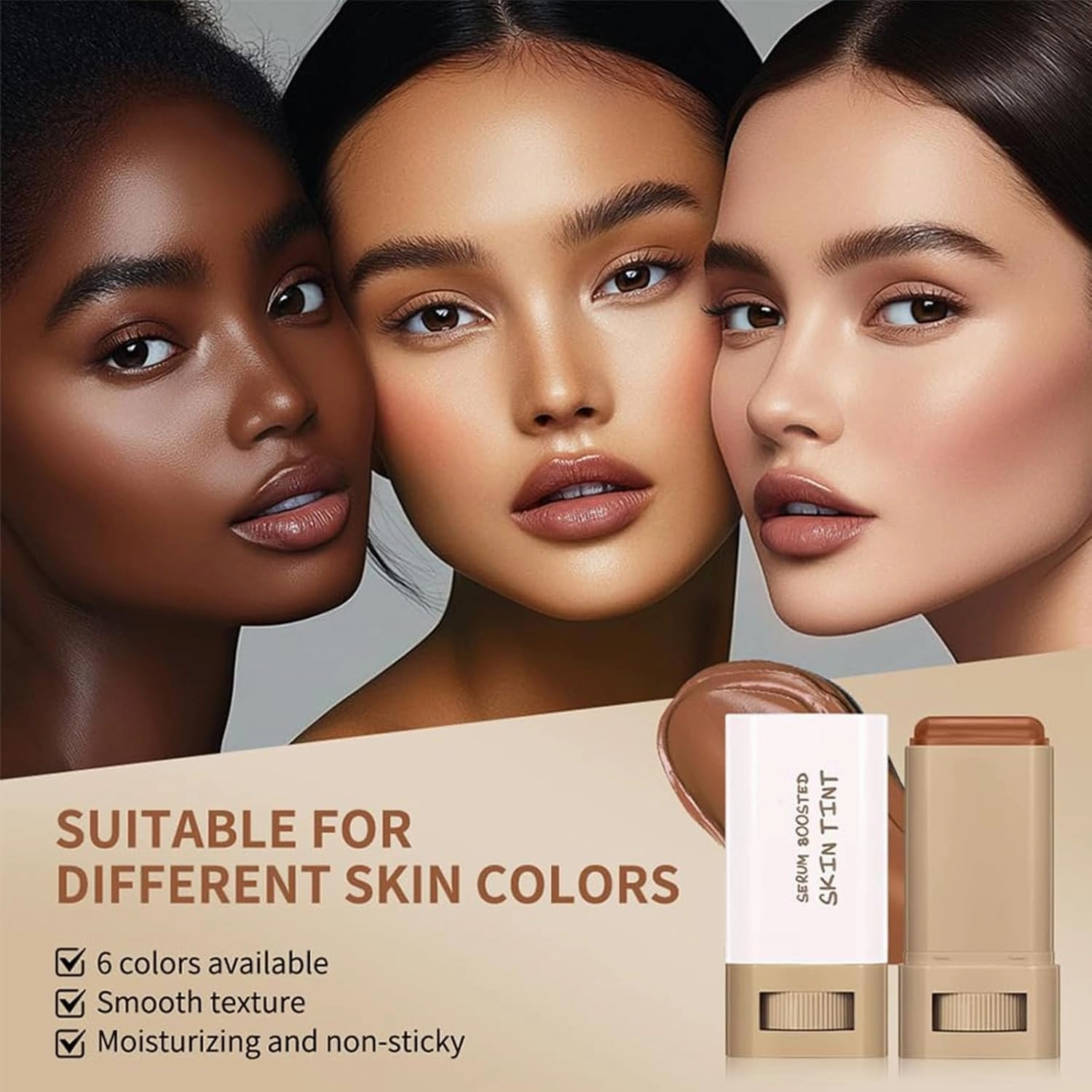 Vitaliq Skin Tint, Splendor Serum Boosted Skin Tint Balm, Korea Oasena Skin Tint Balm, Foundation Stick Beauty Serum Boosted Skin Tint, For Brightens, Hydrates, Natural Finish Makeup (#05 06)