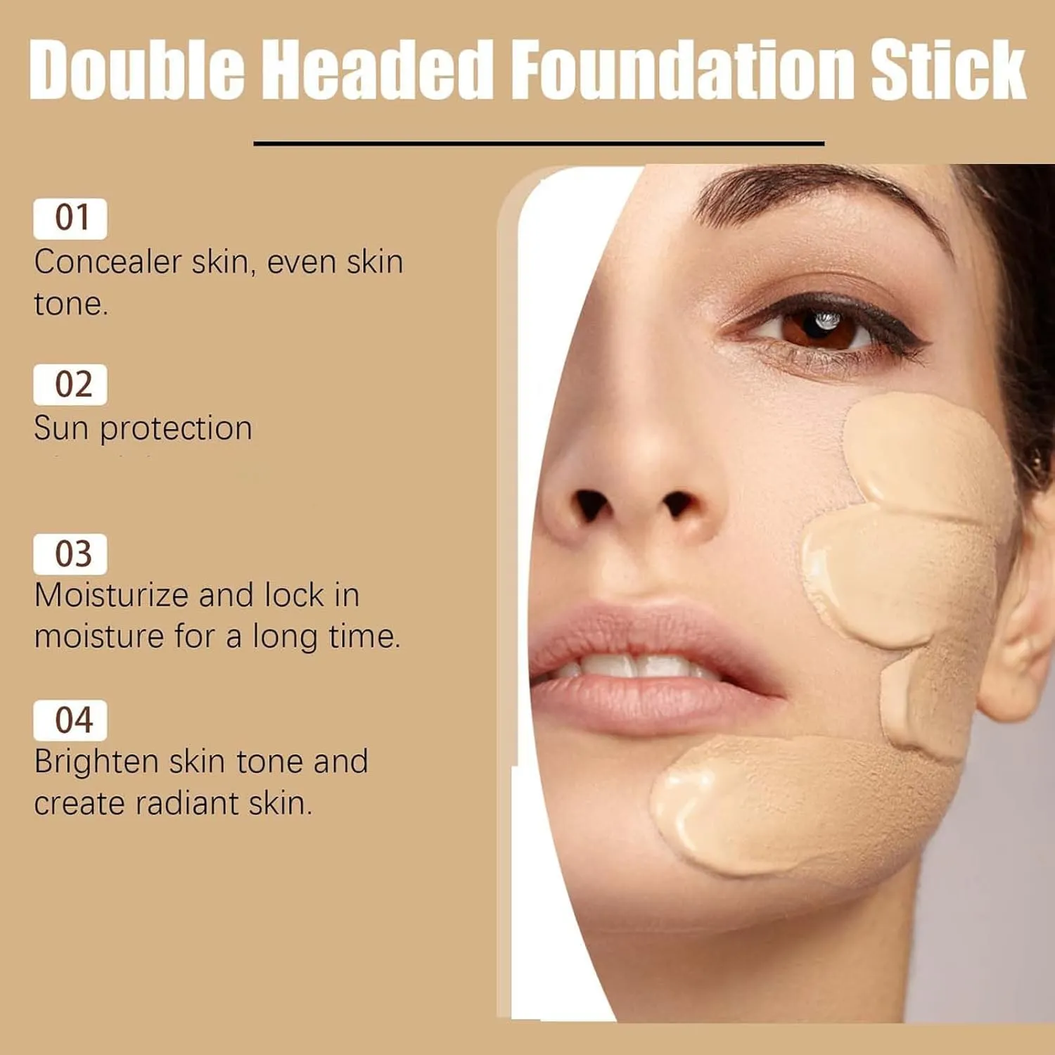 Vivien Beauty Foundation Stick, Vivien Beauty 2 in 1 Foundation Stick, Serum Boosted Skin Tint Balm with Brush, Brightens, Hydrates, Natural Finish Makeup (Natural color, 1 Fl Oz (Pack of 1))