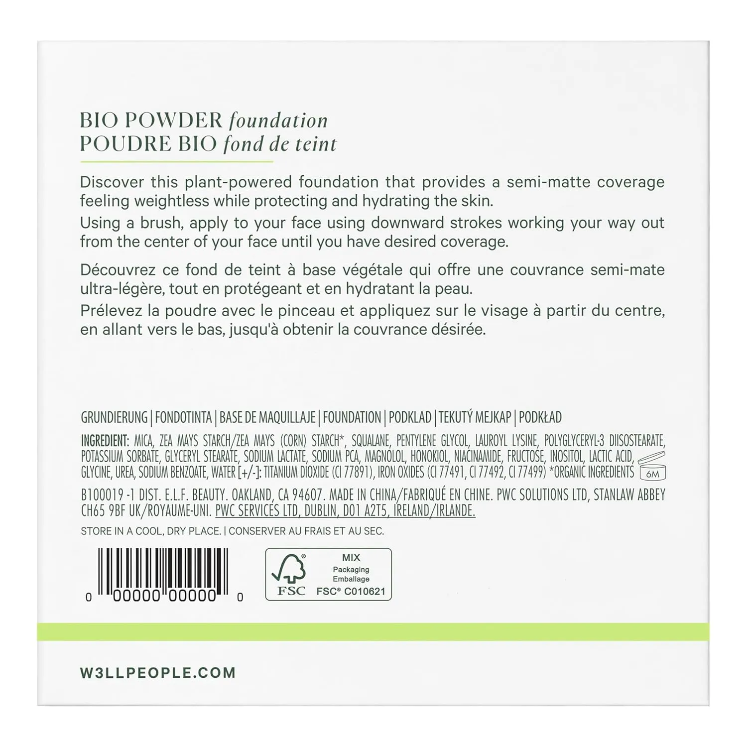 Well People Bio Powder Foundation, Lightweight & Hydrating Foundation For Perfecting & Smoothing Skin, Semi-Matte Finish, Vegan & Cruelty-free, 1C