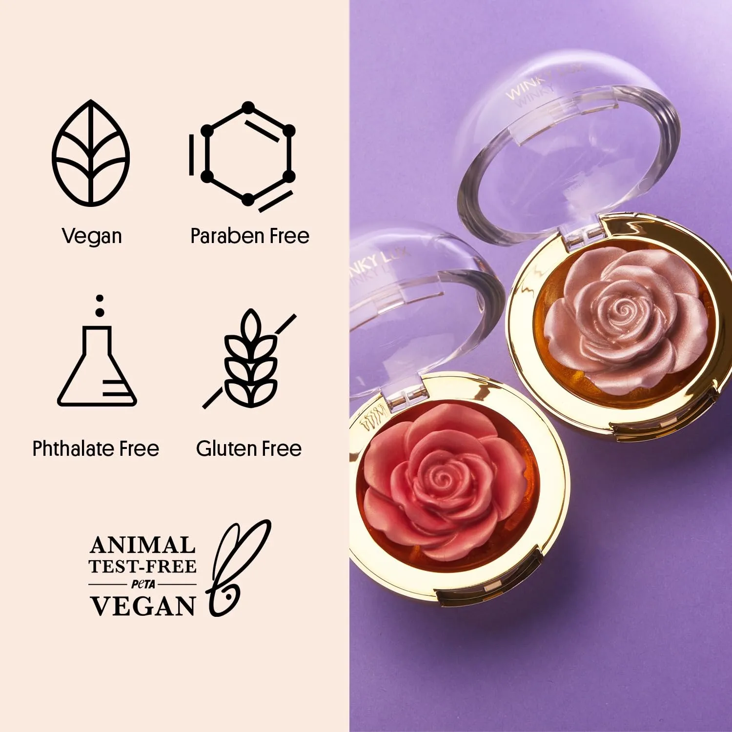 Winky Lux Cheeky Rose, Cream Highlighter with Vitamin E, Gold, Makeup, Rose