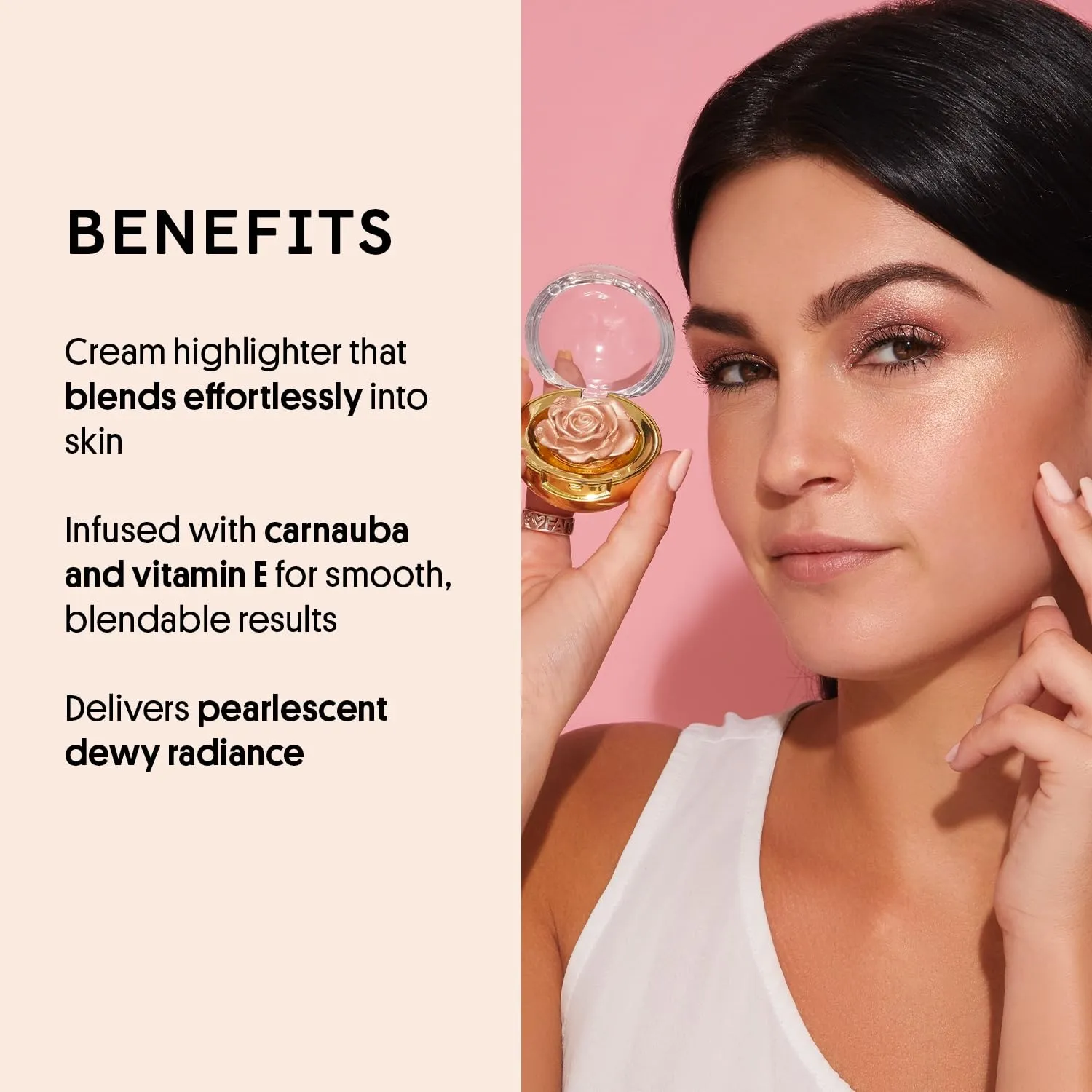 Winky Lux Cheeky Rose, Cream Highlighter with Vitamin E, Gold, Makeup, Rose