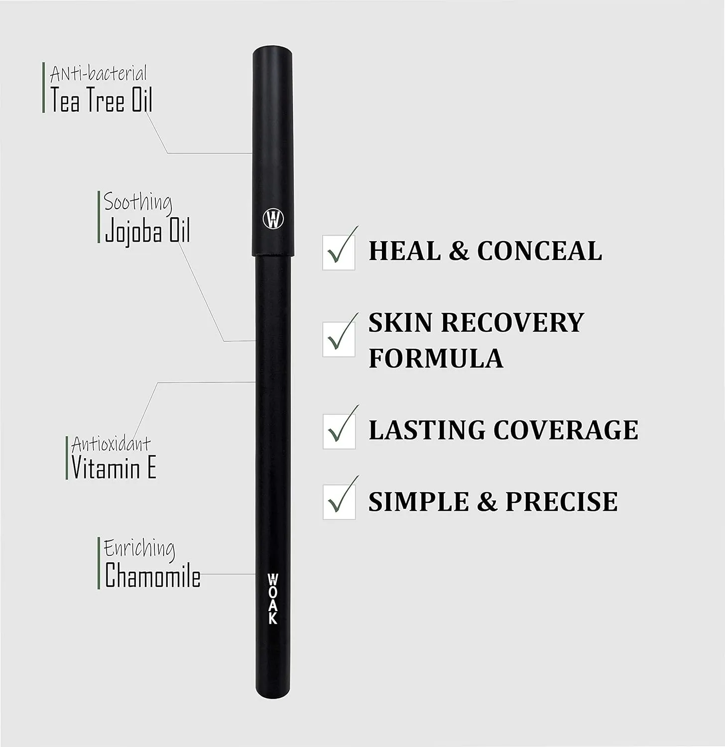 WOAK Stealth Fighter Pen - Concealer for Men – Hybrid Skin Care - Hide and Fight Blemishes (Tan)