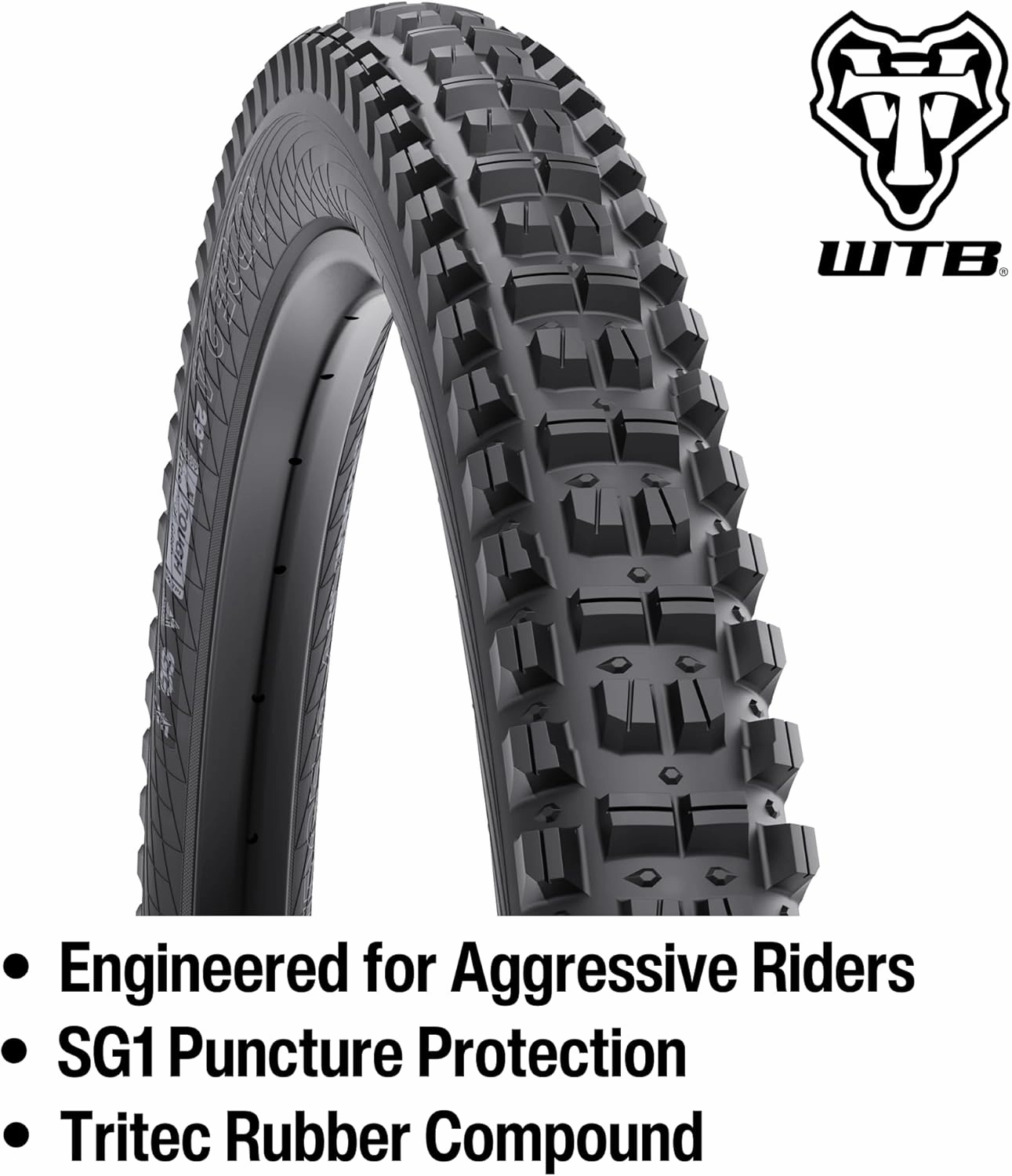WTB Judge 2.4" Mountain Bike Rear Tire, Enduro & Gravity, Tubeless Ready Folding Bead, Available in 27.5" or 29", TriTec Compound, SG1 or SG2 Puncture Protection, High Grip for Wet & Loose Conditions
