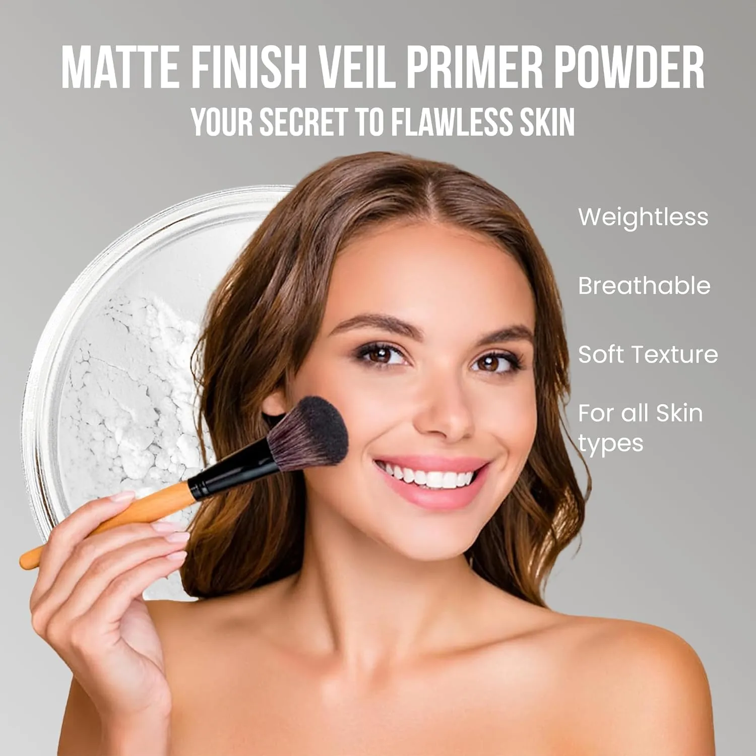 XXL KIT w/Brush & CASE (Warm Neutral Shade-Most Popular) Full Size Mineral Makeup Set Bare Skin Powder Foundation Cover
