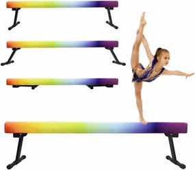 YANGG 6FT/8FT Gymnastic Balance Beam,Adjustable High and Low Level Floor Beam - Highly Stable - Gym Practice Training Equipment for Kids Children Girls Home (Grey, 6 FT)