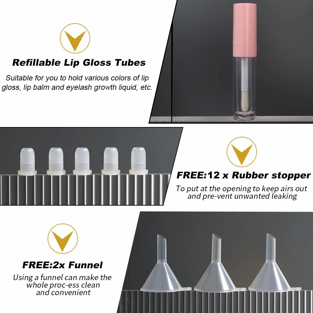 YITOU 12Pcs Refillable Lip Gloss Tubes with Wand Applicator, 8.8ml Lip Balm Containers with Stopper, DIY Lipgloss Making Kit for Wholesale