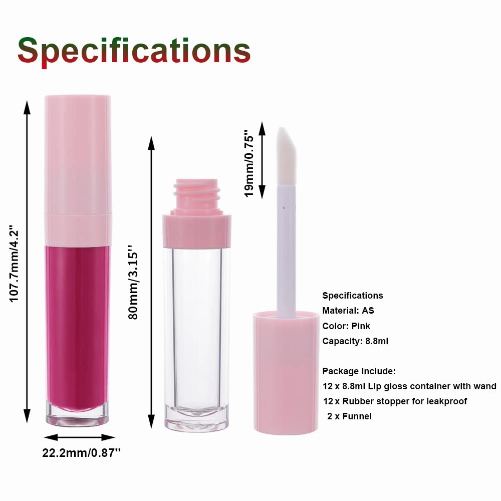 YITOU 12Pcs Refillable Lip Gloss Tubes with Wand Applicator, 8.8ml Lip Balm Containers with Stopper, DIY Lipgloss Making Kit for Wholesale