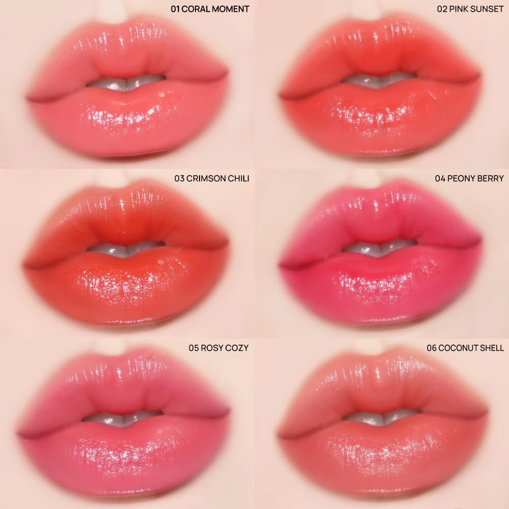 YNM Candy Gloss Balm 3g (03 CRIMSON CHILI, 3g) ( 9 colors) K-beauty, Tinted, Color Lipstick Balm, Glossy, Moisture, korean, Jello lips, Non-Sticky and Long-lasting