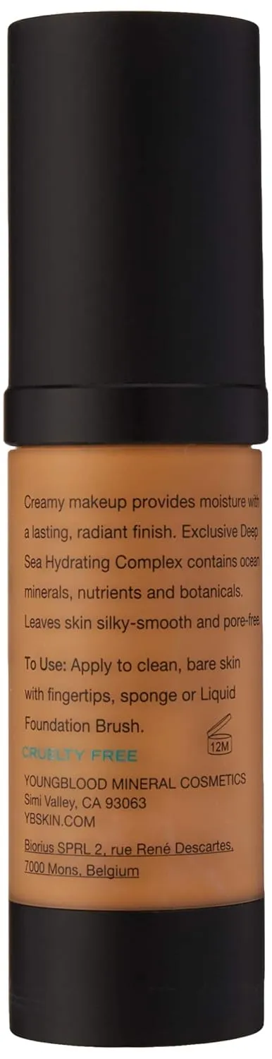 Youngblood Clean Luxury Cosmetics Liquid Mineral Foundation, Tahitian Sun | Dewy Mineral Lightweight Full Coverage Makeup for Dry Skin Poreless Flawless Tinted Glow | Vegan, Cruelty Free, Gluten-Free